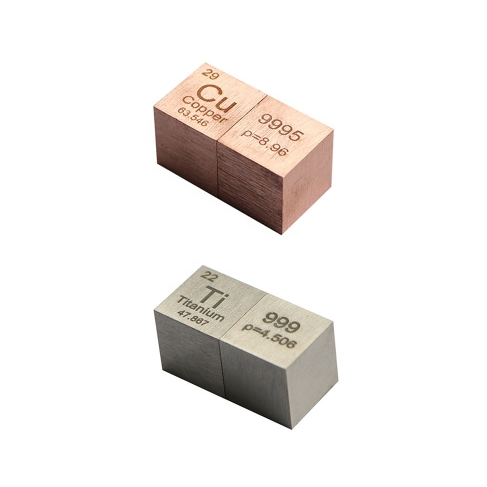 Sets of 5 metals Tungsten  +Copper +Titanium +Niobium +Nickel Cube Metal Density Cube 10mm Periodic Table Collection