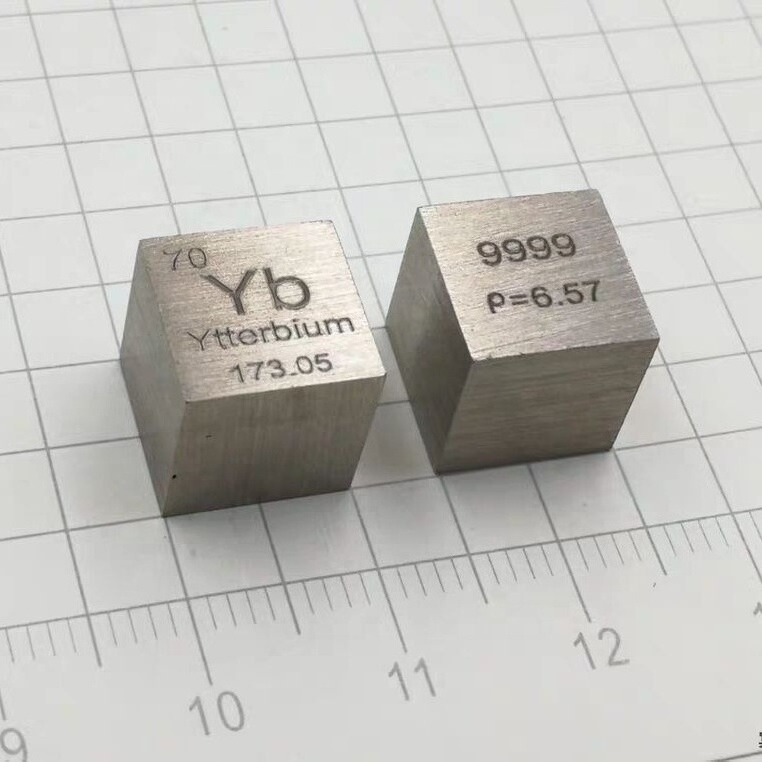 Rare Earth Ytterbium metal 99.99% Element Yb 10x10x10mm Density Cube pure in Periodic Element