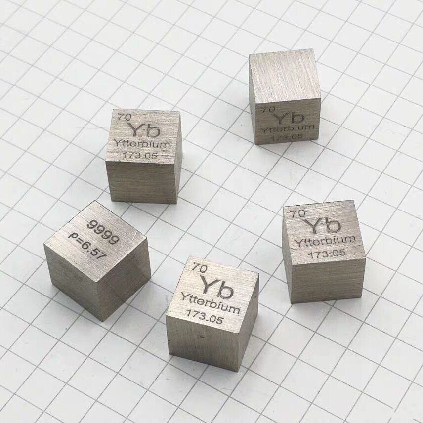 Rare Earth Ytterbium metal 99.99% Element Yb 10x10x10mm Density Cube pure in Periodic Element