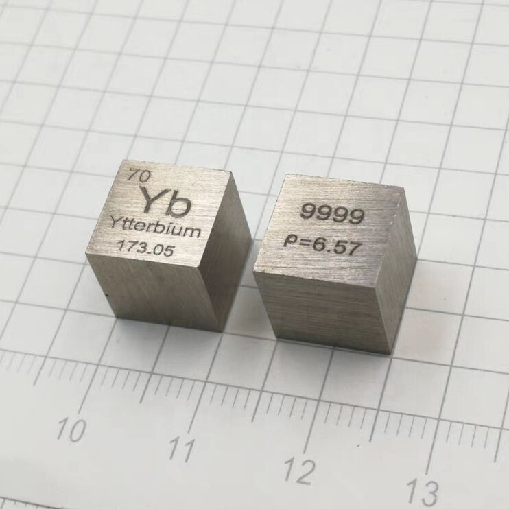 Rare Earth Ytterbium metal 99.99% Element Yb 10x10x10mm Density Cube pure in Periodic Element