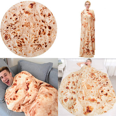 Wholesale Custom Flannel Fleece Tortilla Mexican Blanket Burrito Throw Blanket Pizza Blanket Cabija Manta