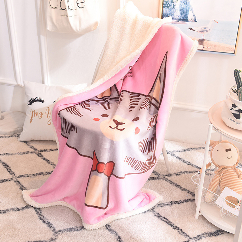 Throw Cute Animals Fleece Cat Baby Blanket Kids Flannel Blanket