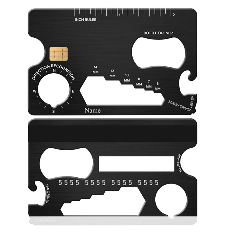 Multi tool Stainless Steel Tactical Card Outdoor Camping Survival Tools Metal Credit Card Bottle Opener With Bank EMV Chip Slot