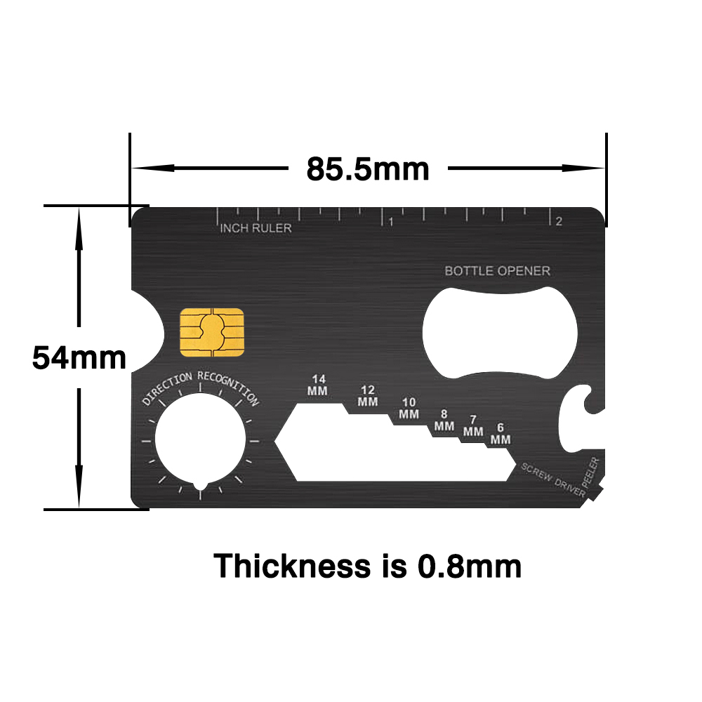 Multi tool Stainless Steel Tactical Card Outdoor Camping Survival Tools Metal Credit Card Bottle Opener With Bank EMV Chip Slot