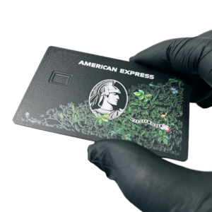 0.8mm Luxury Frosted Black Metal Amex Centurion Green Card Stainless Steel Credit Card With Chip Slot