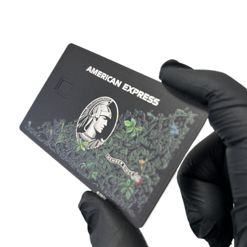 0.8mm Luxury Frosted Black Metal Amex Centurion Green Card Stainless Steel Credit Card With Chip Slot