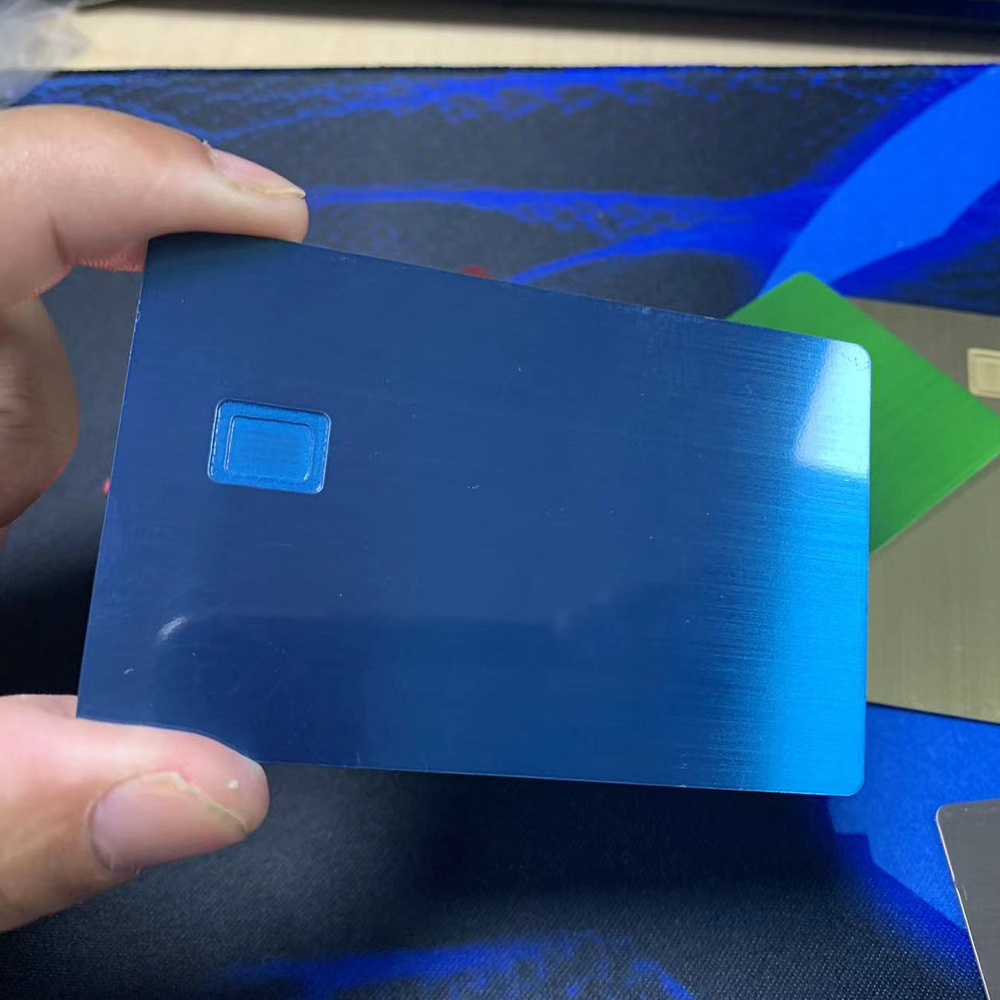 Bank metal credit card chip slot etched blank gold silver blue red brushed metal card for gift