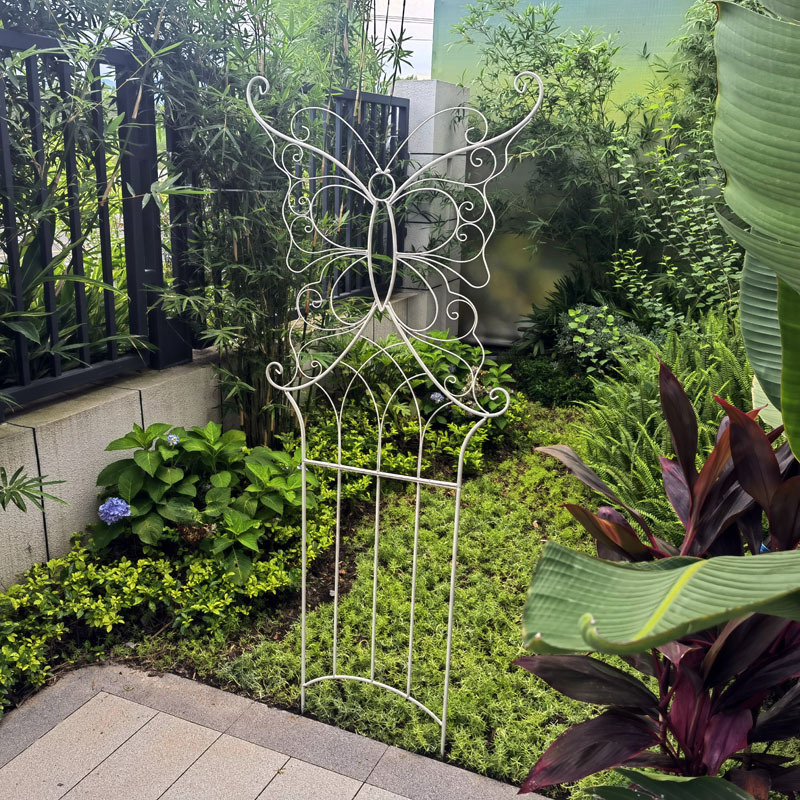 Wholesale metal climbing  floor Mounted Butterfly Fence Garden Trellis for Climbing Plants