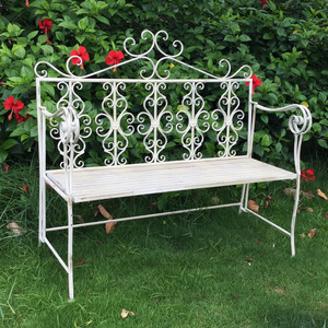 Wholesale antique rustic wrought iron metal garden benche outdoor furniture