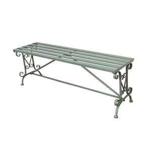 Antique Iron Metal Outdoor Garden Bench Patio Porch Garden Wrought Iron Decorative Folding Double Seat Benches