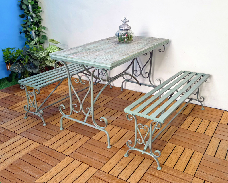 Antique Iron Metal Outdoor Garden Bench Patio Porch Garden Wrought Iron Decorative Folding Double Seat Benches