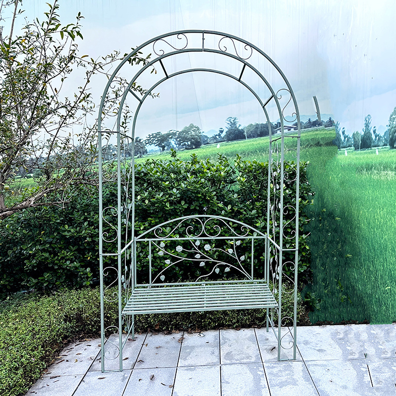 Garden bench with canopy outdoor seating pavilion the flower stand arbor bench Decorative 2-seater metal lattice pergola