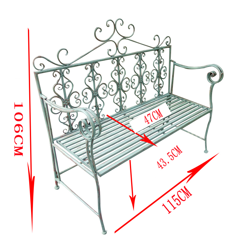 Wholesale antique rustic wrought iron metal garden benche outdoor furniture