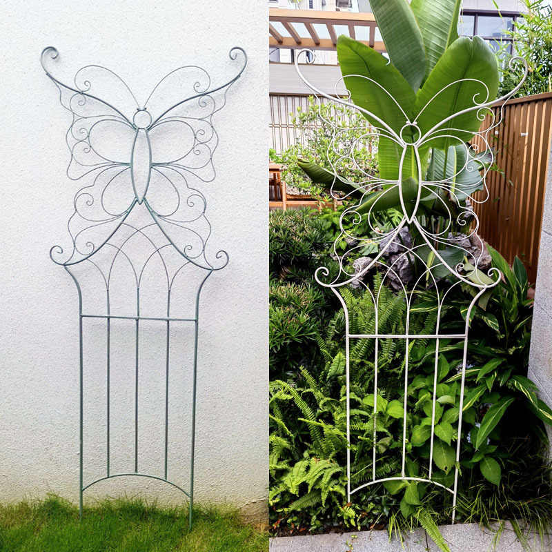 Wholesale metal climbing  floor Mounted Butterfly Fence Garden Trellis for Climbing Plants