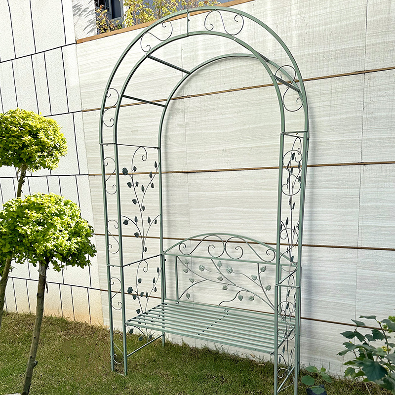 Garden bench with canopy outdoor seating pavilion the flower stand arbor bench Decorative 2-seater metal lattice pergola