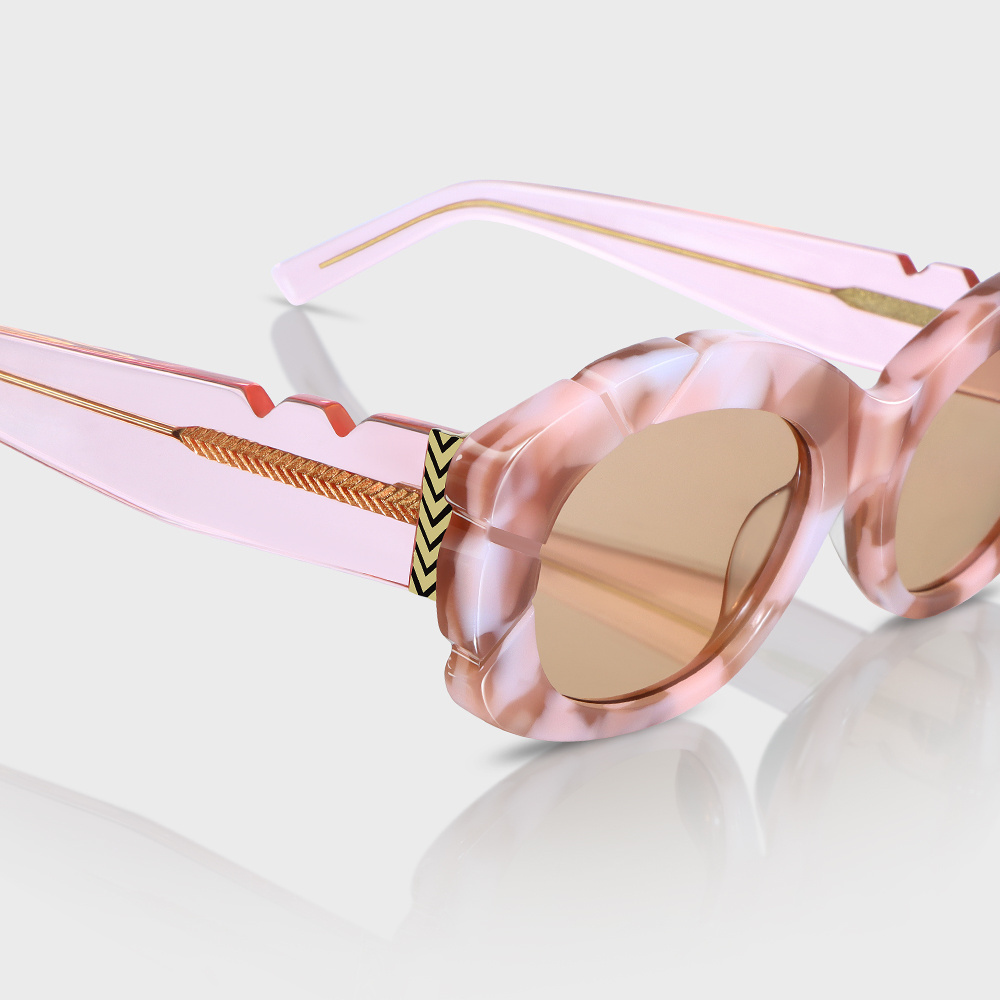 Yeetian Customized Pink Oval Frame Acetate Eyewear Designer Small Vintage Eco-Friendly Acetate Oval Sunglasses for Women