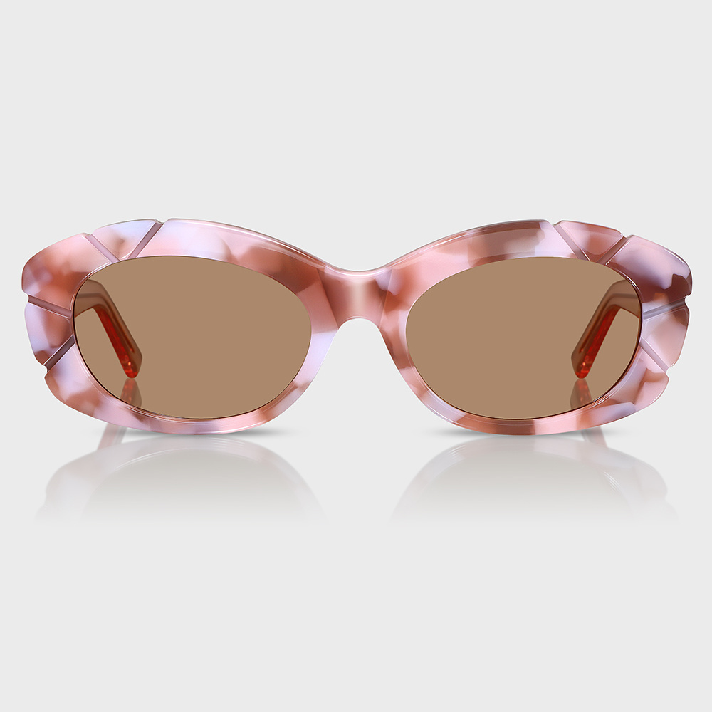 Yeetian Customized Pink Oval Frame Acetate Eyewear Designer Small Vintage Eco-Friendly Acetate Oval Sunglasses for Women