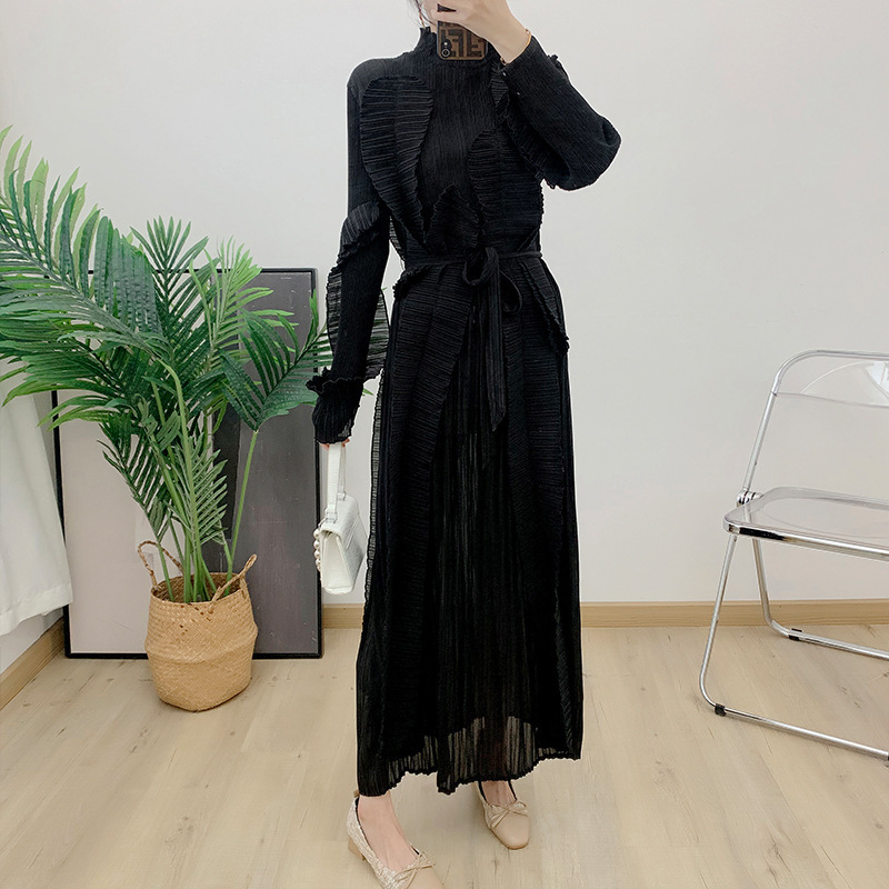 2024 New Spring Summer Pleated Niche Design Ruched Appliques Splicing Lace Plus Size Dress Irregular High Quality Women's Dress