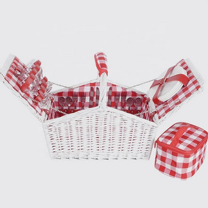 classic 4 person picnic basket cheap white picnic basket with red grid liner