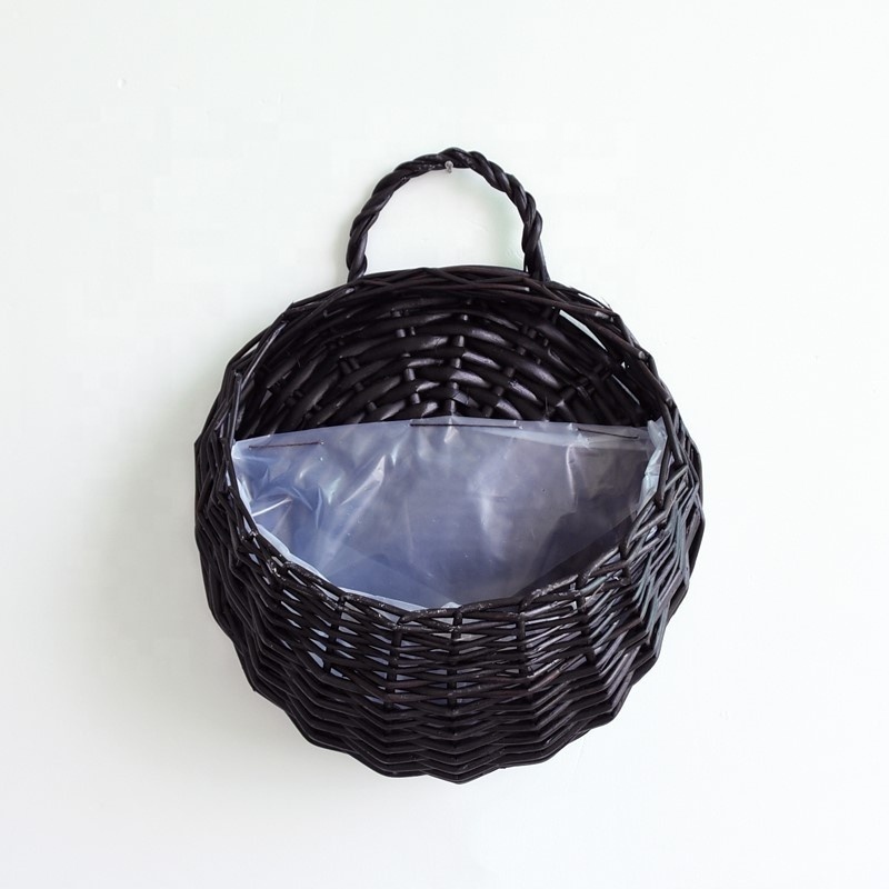 wholesale hanging rattan flower pot with plastic liner for sale in bulk