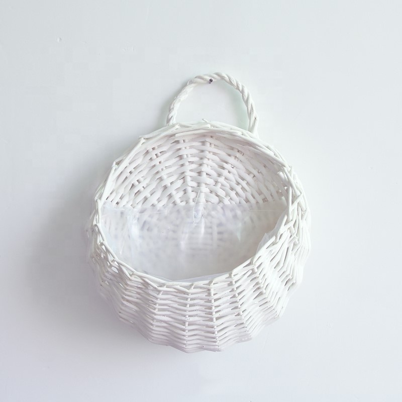 wholesale hanging rattan flower pot with plastic liner for sale in bulk