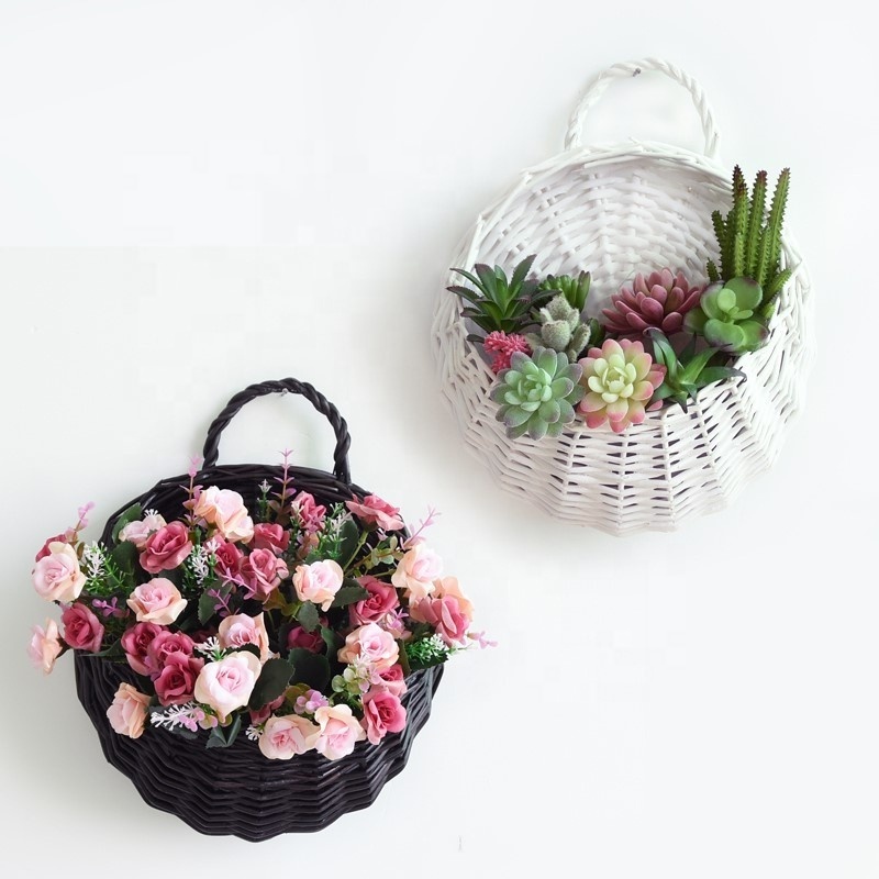 wholesale hanging rattan flower pot with plastic liner for sale in bulk