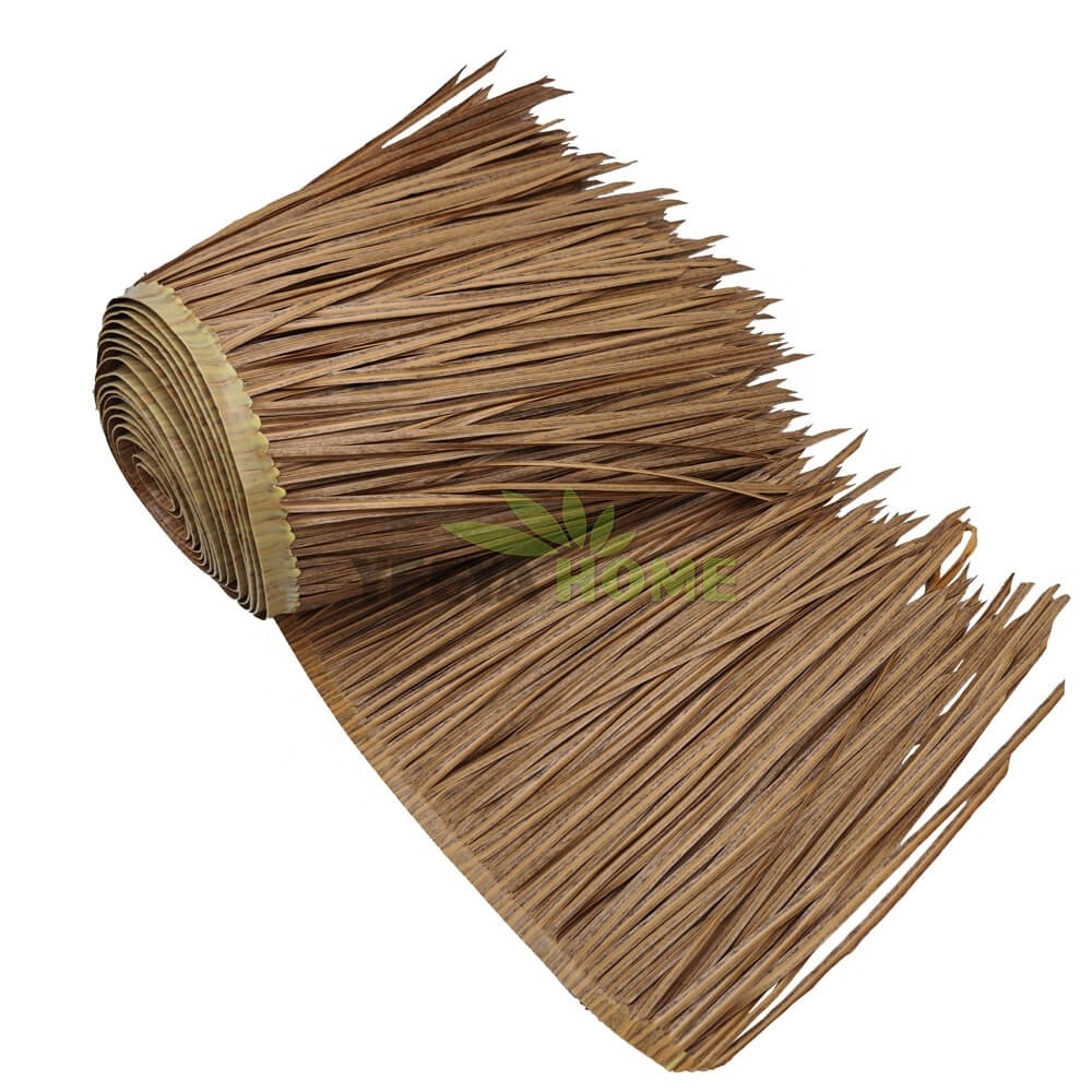 Cheapest Simulation Synthetic Artificial Plastic Tiki Palm Straw Thatch Roof Sheet Tile PE PVC For Cover Beach Umbrella Cottage