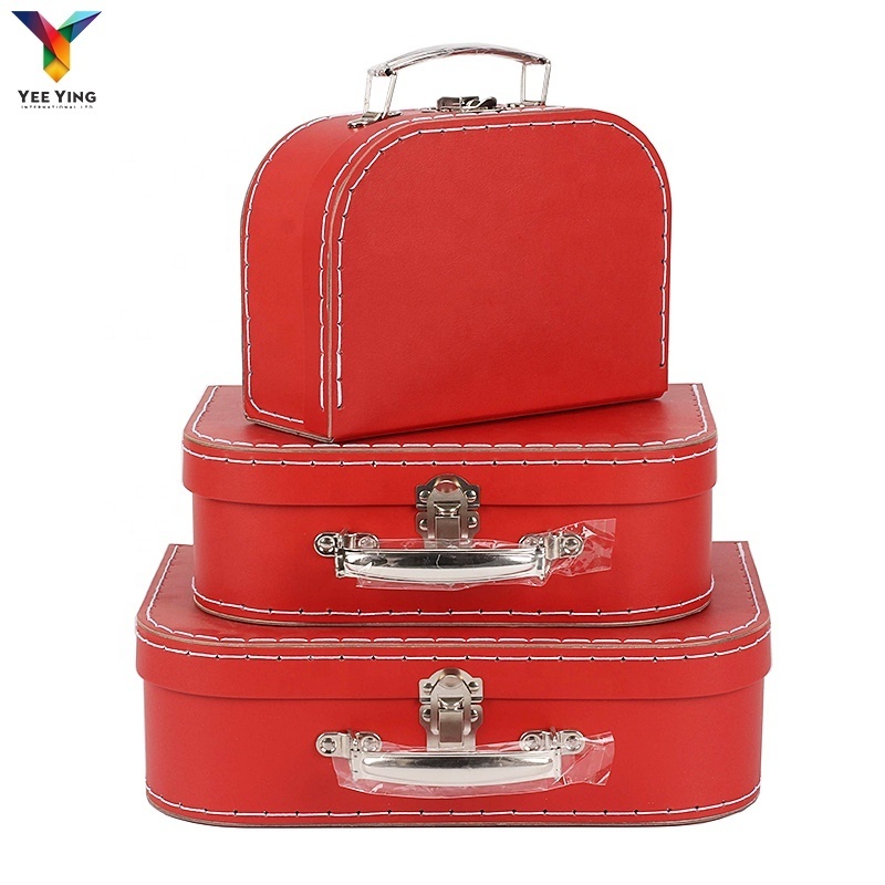 Wholesale cardboard portable metal lock paper suitcase box custom logo suitcase