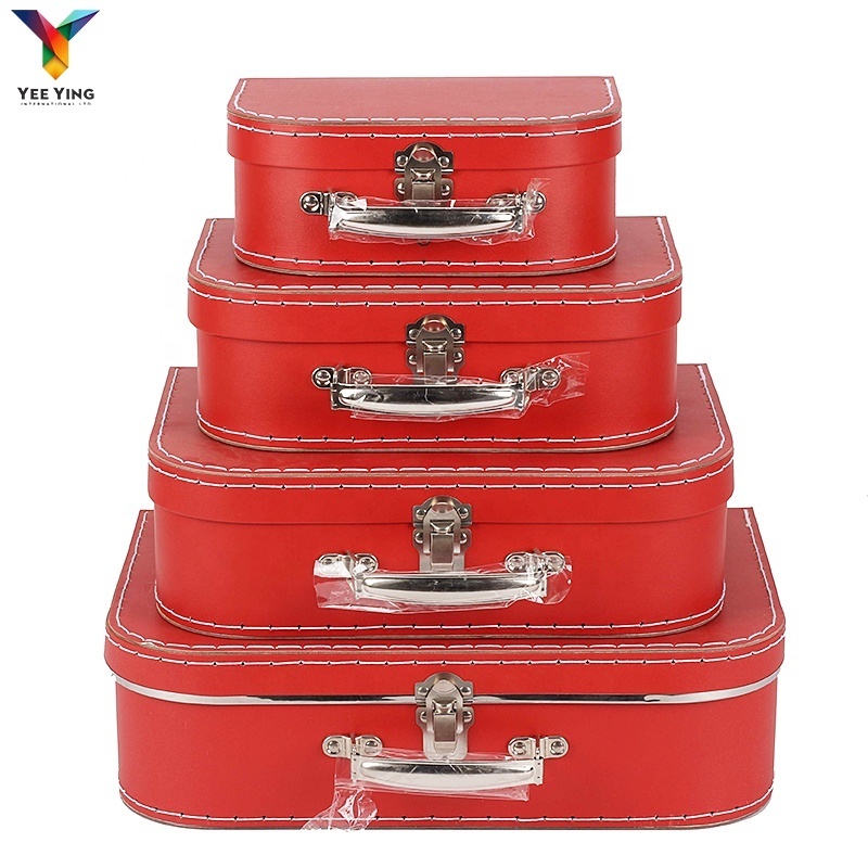 Wholesale cardboard portable metal lock paper suitcase box custom logo suitcase