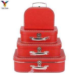 Wholesale cardboard portable metal lock paper suitcase box custom logo suitcase