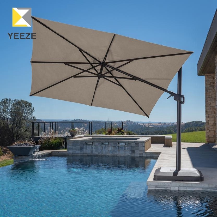 Garden Restaurant Hotel 360 Tilt 10Ft High Quality Luxury Rectangular Cantilever Patio Commercial Parasol Umbrella Outdoor