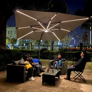 Cantilever umbrella with adjustable Led light, high-end patio umbrella