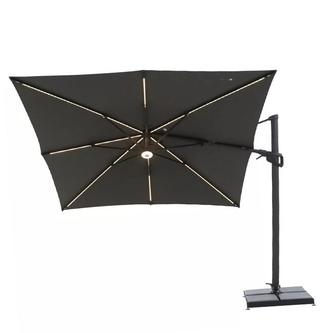 YEETEX high-end customized 10 foot square umbrella LED light patio umbrella with sunscreen LED solar energy