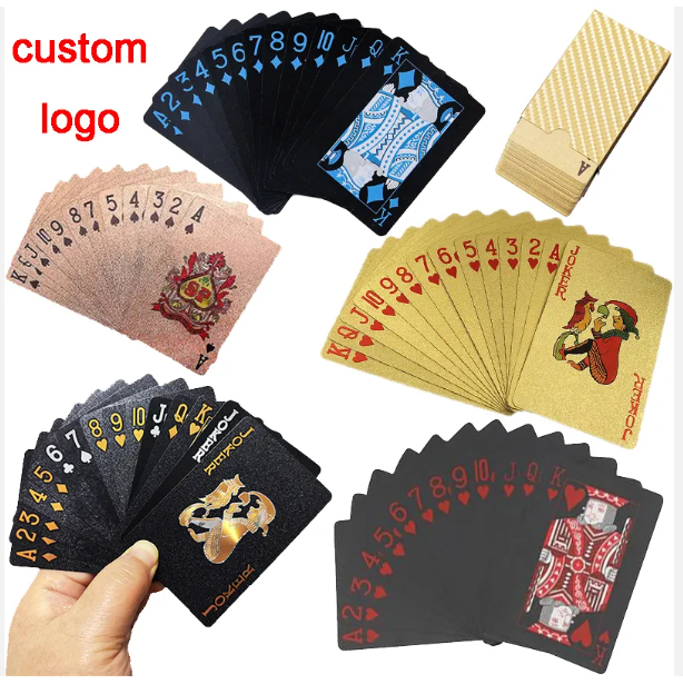 Customized Blank Sublimation Printed Pvc Gold Foil Playing Poker Cards Waterproof Plastic Magic Card Mini Paper Playing Cards 54