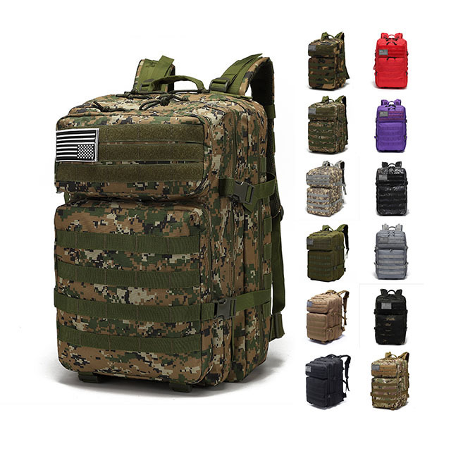 Custom Logo Canvas Mountain Multifunction Waterproof Backpack Tactical Camping Bag