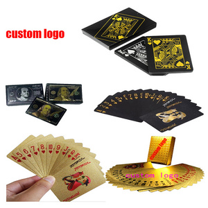 Customize Waterproof Cool Black Gold Foil Poker Playing Cards With Gift Box Pokerkarte Spielen Jouer Au Poker Custom Logo Euro D