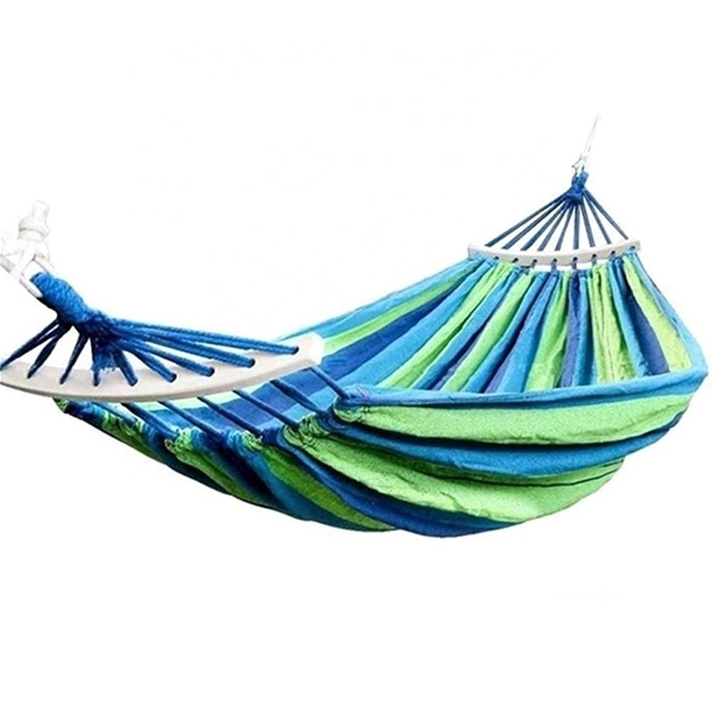 Cotton Canvas Portable Hammock, Sturdy and Comfortable Double Hammock for Tree, Camping, Backyard and Beach