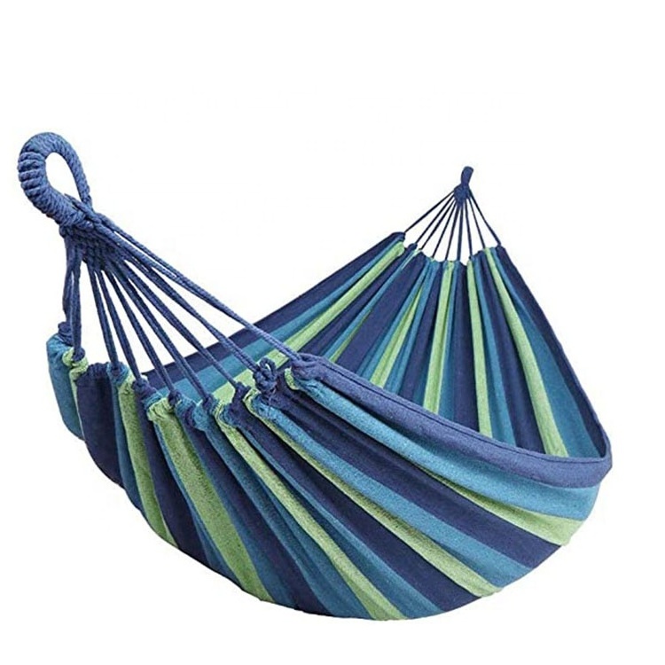 1-2 Person Cotton Canvas Portable Hammock, Sturdy and Comfortable Double Hammock for Tree, Camping, Backyard and Beach