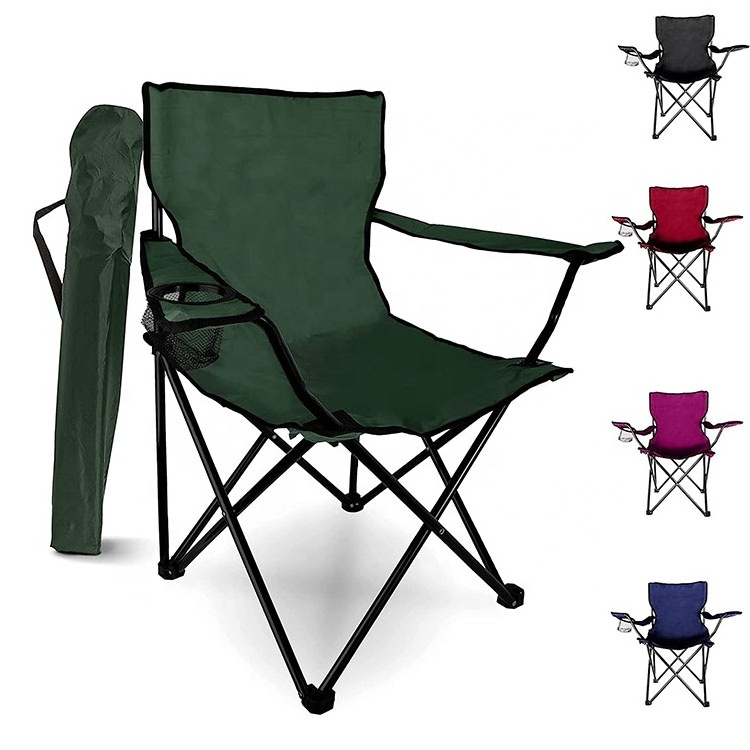 Factory custom logo  Outdoor and Camping Full Back Garden folding Chair beach chair with Cup Holder, Carry Bag