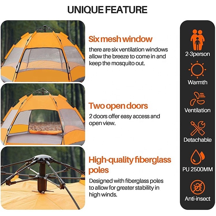 YEFFO drophipping outdoor camping 1500-2000mm pop-up 3-4 people family tent