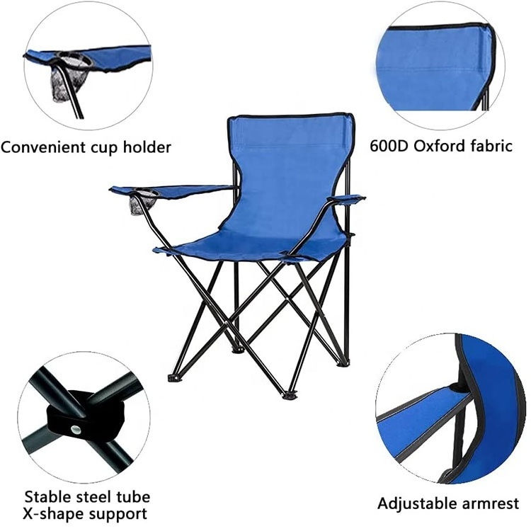 Factory custom logo  Outdoor and Camping Full Back Garden folding Chair beach chair with Cup Holder, Carry Bag