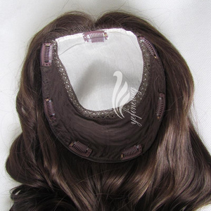 Hot quality small head toupee full silk top human hair topper hairpiece