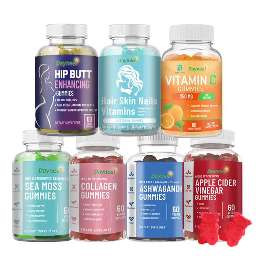 Gummy Supplement collagen skin whitening ACV Weight Loss Apple Cider Vinegar gummies Vitamin C Biotin big butt  soft gummy candy