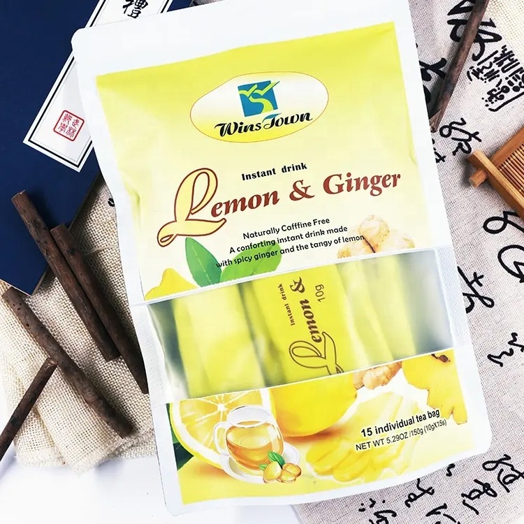 OEM Instant lemon ginger tea Custom herbal Weight loss Lemon ginger whitening freckle detox tea solid drinks