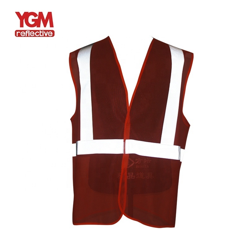 YGM Hi Vis Traffic Red Safety Reflective Vests