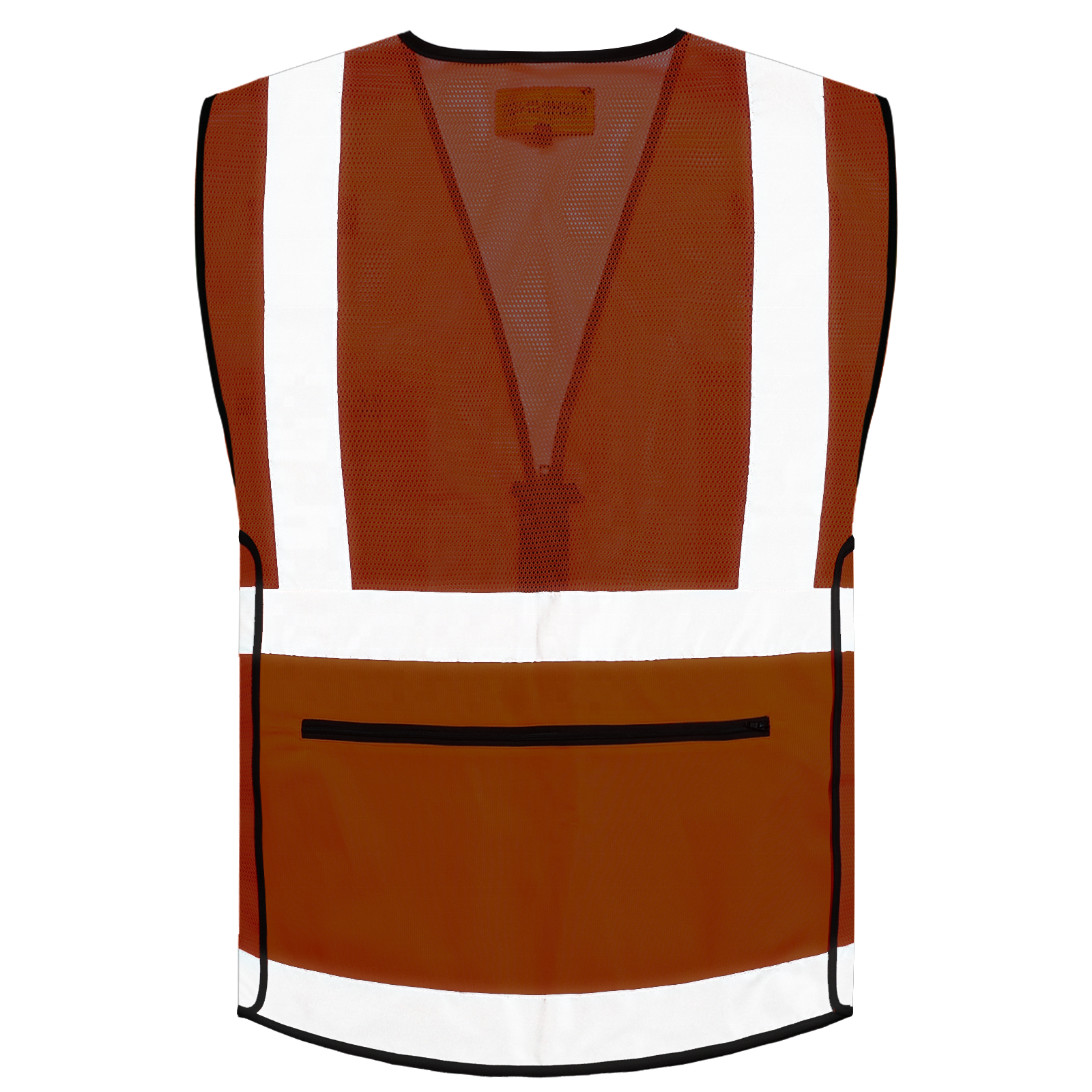 Hi Vis Orange Mesh Construction Safety Vests Reflective Security Vest Multi Pockets Work Wear