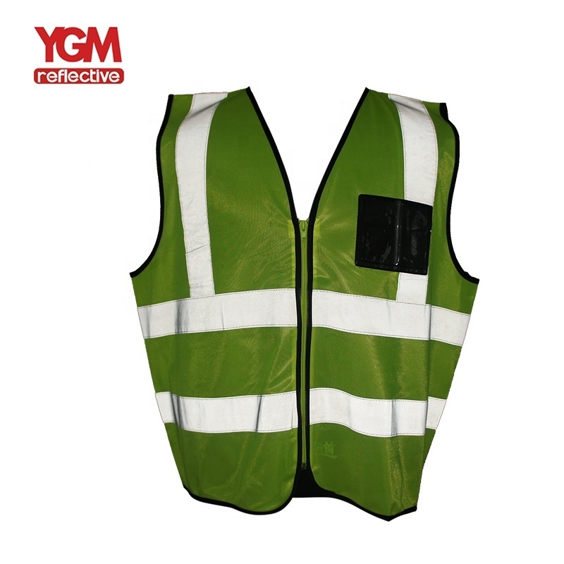 120 Gsm Zipper Workwear Cheap Jaket Green Safety Reflective Running Vest