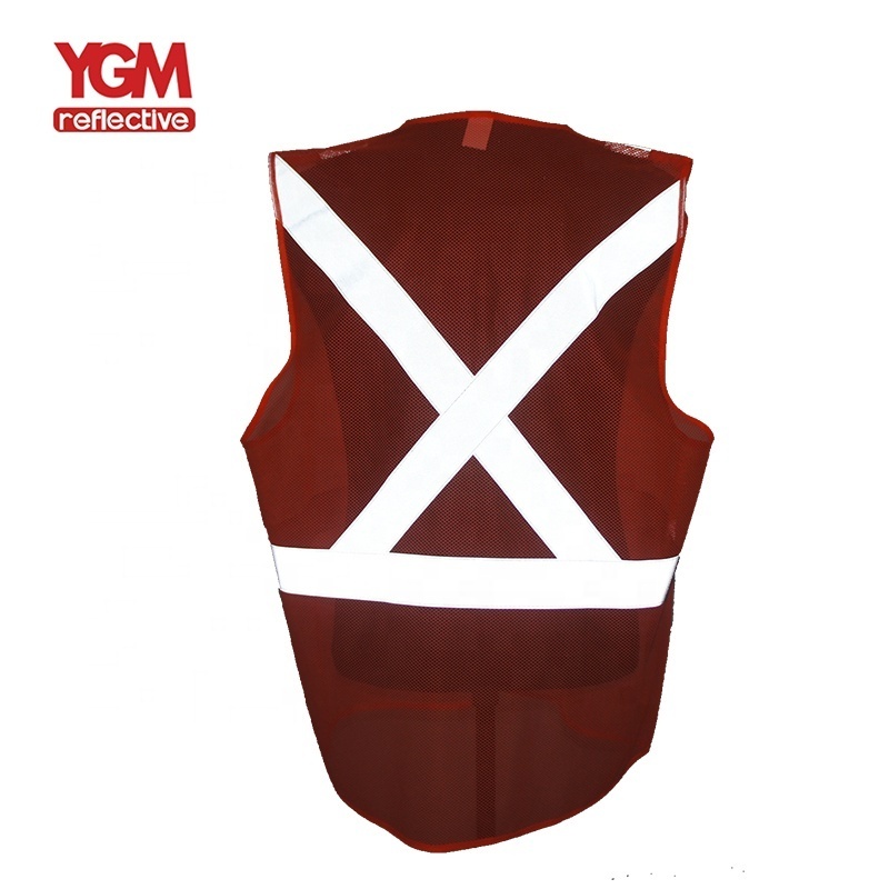 YGM Hi Vis Traffic Red Safety Reflective Vests