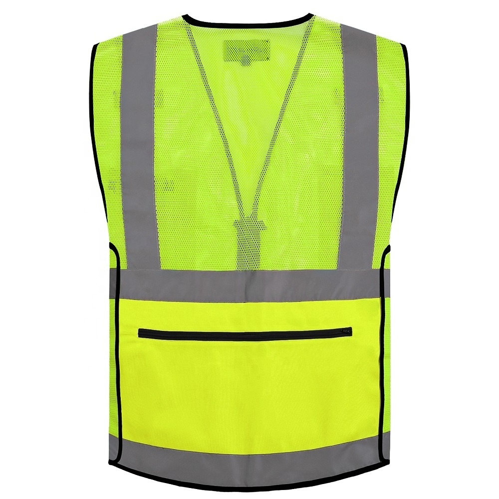 High Vis Custom Clothing Wholesale Reflective Workwear Safety Vest Construction with Pockets for Men