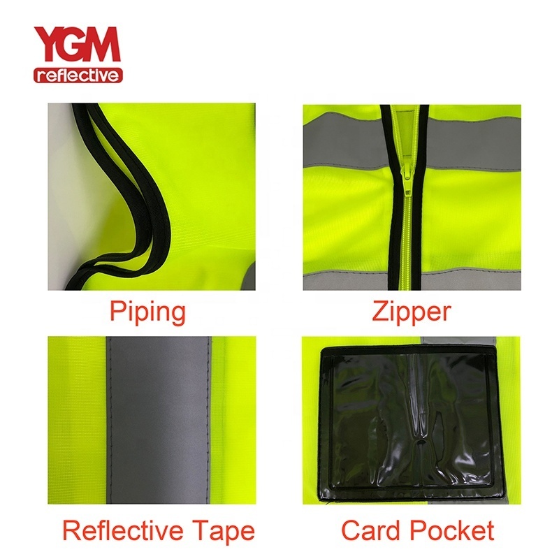 120 Gsm Zipper Workwear Cheap Jaket Green Safety Reflective Running Vest